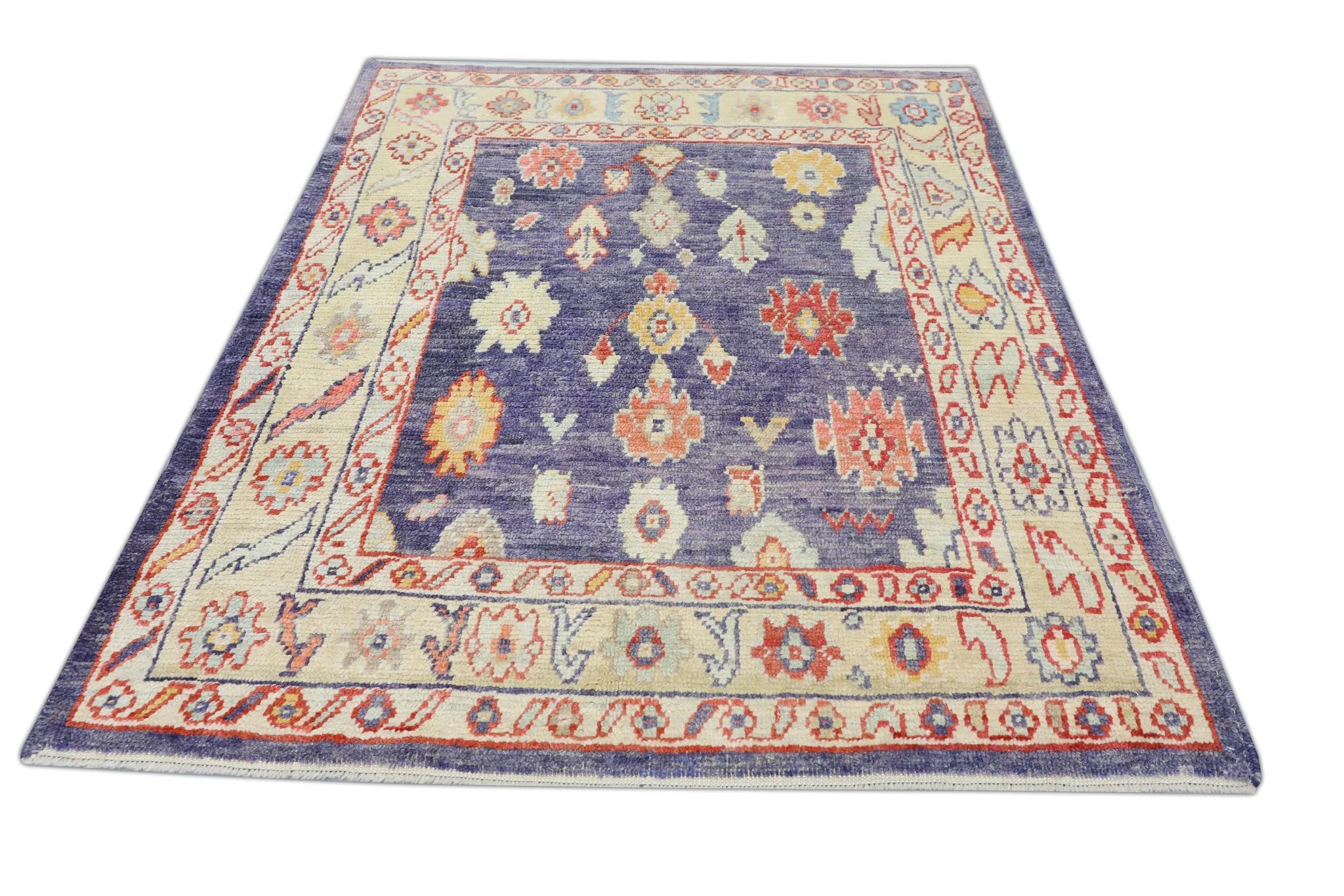 Handwoven Wool  Carpet Turkish Oushak Rug 5'4