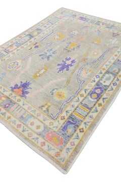 Tapis turc Oushak tissé à la main 5'8" x 7'8" n° 4605