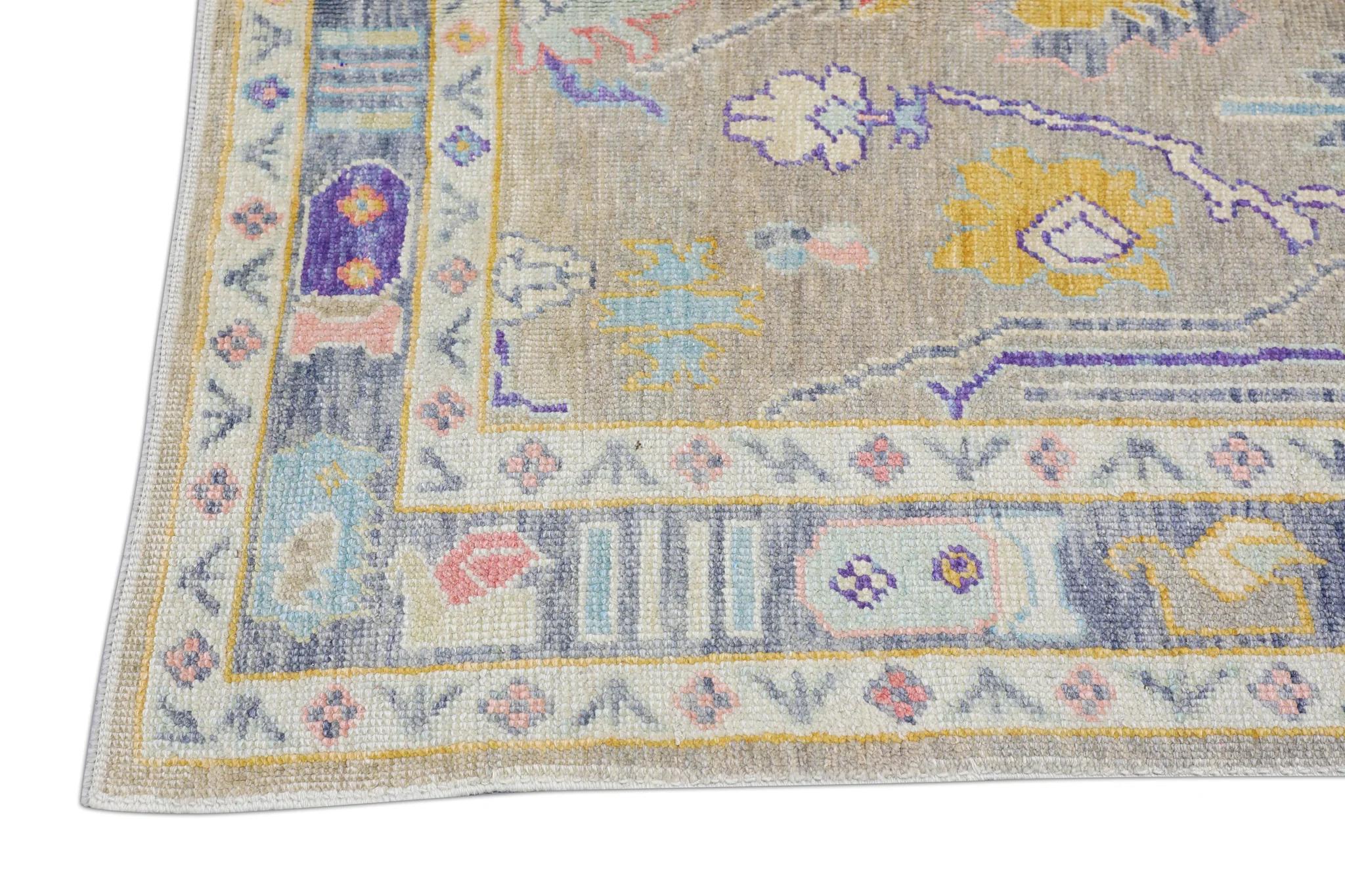 Handwoven Wool  Carpet Turkish Oushak Rug 5'8