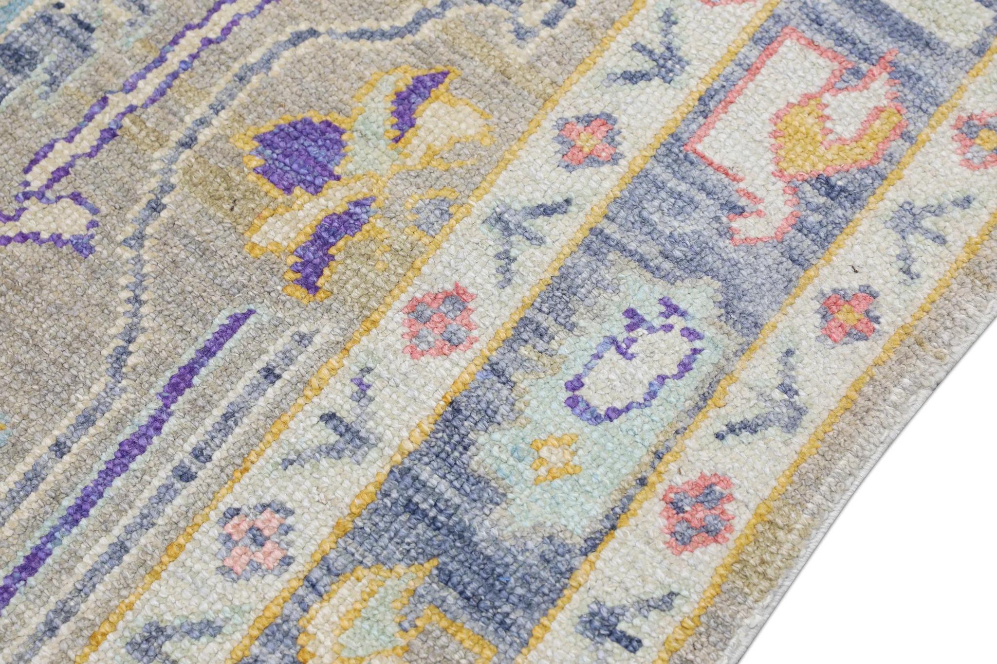 Contemporary Handwoven Wool  Carpet Turkish Oushak Rug 5'8