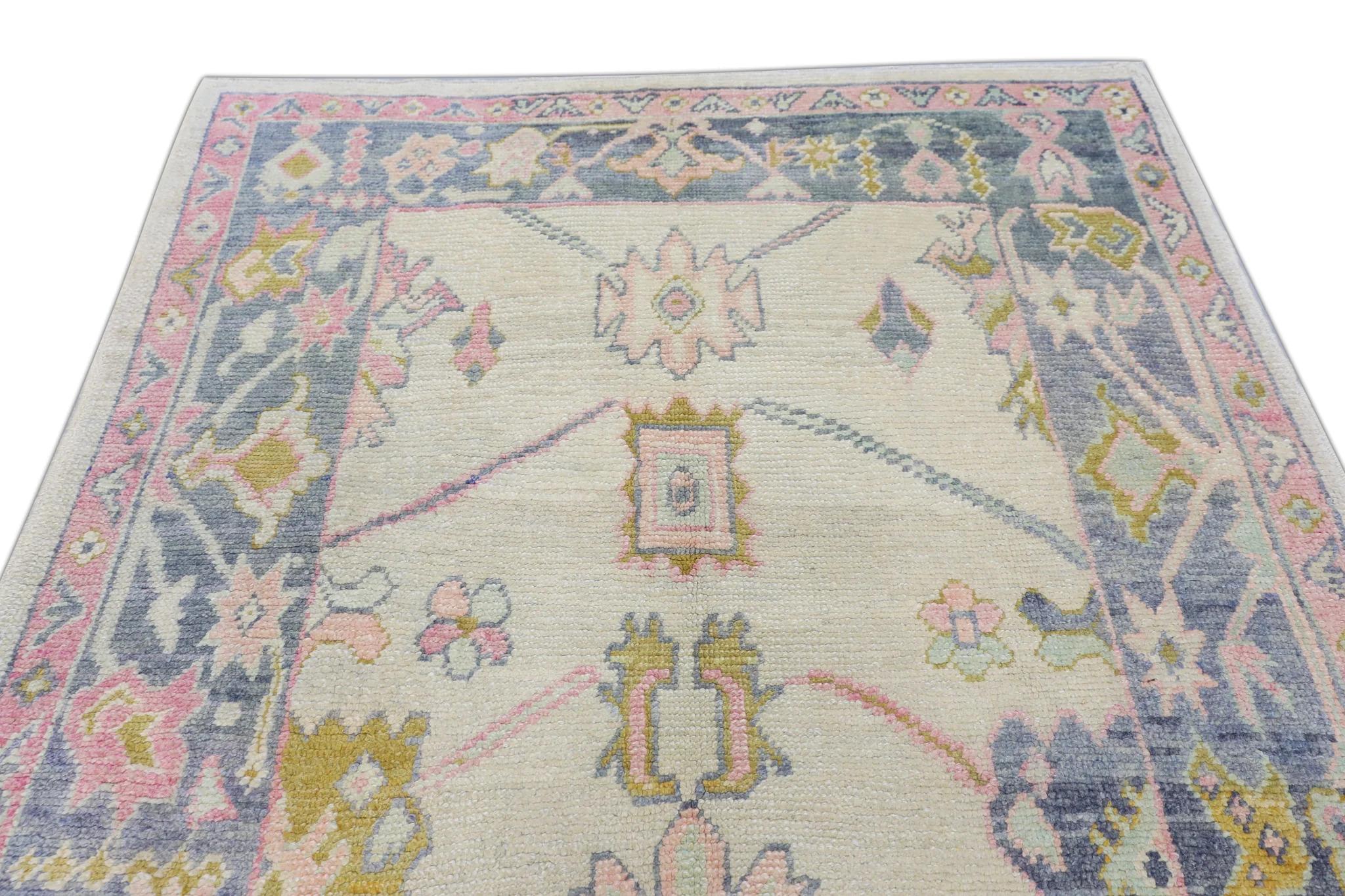 Vegetable Dyed Handwoven Wool Turkish Oushak Rug  Carpet 5'8