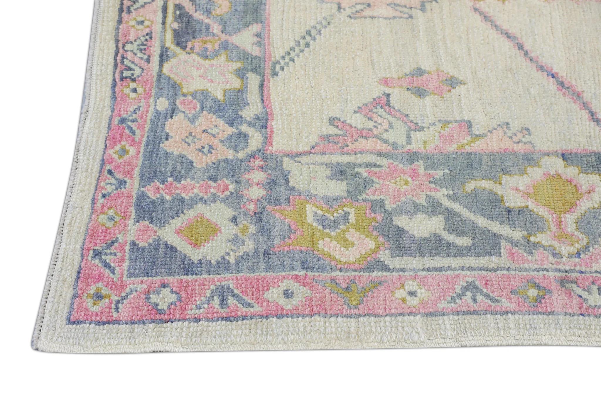 Handwoven Wool Turkish Oushak Rug  Carpet 5'8