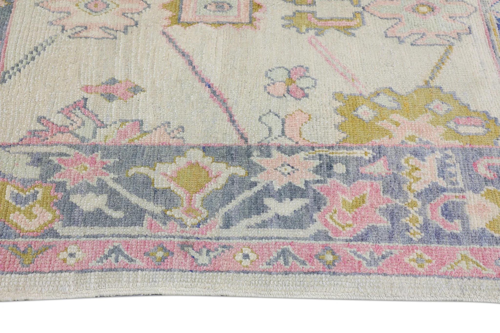 Handgewebter türkischer Oushak-Teppich aus Wolle  Teppich 5'8