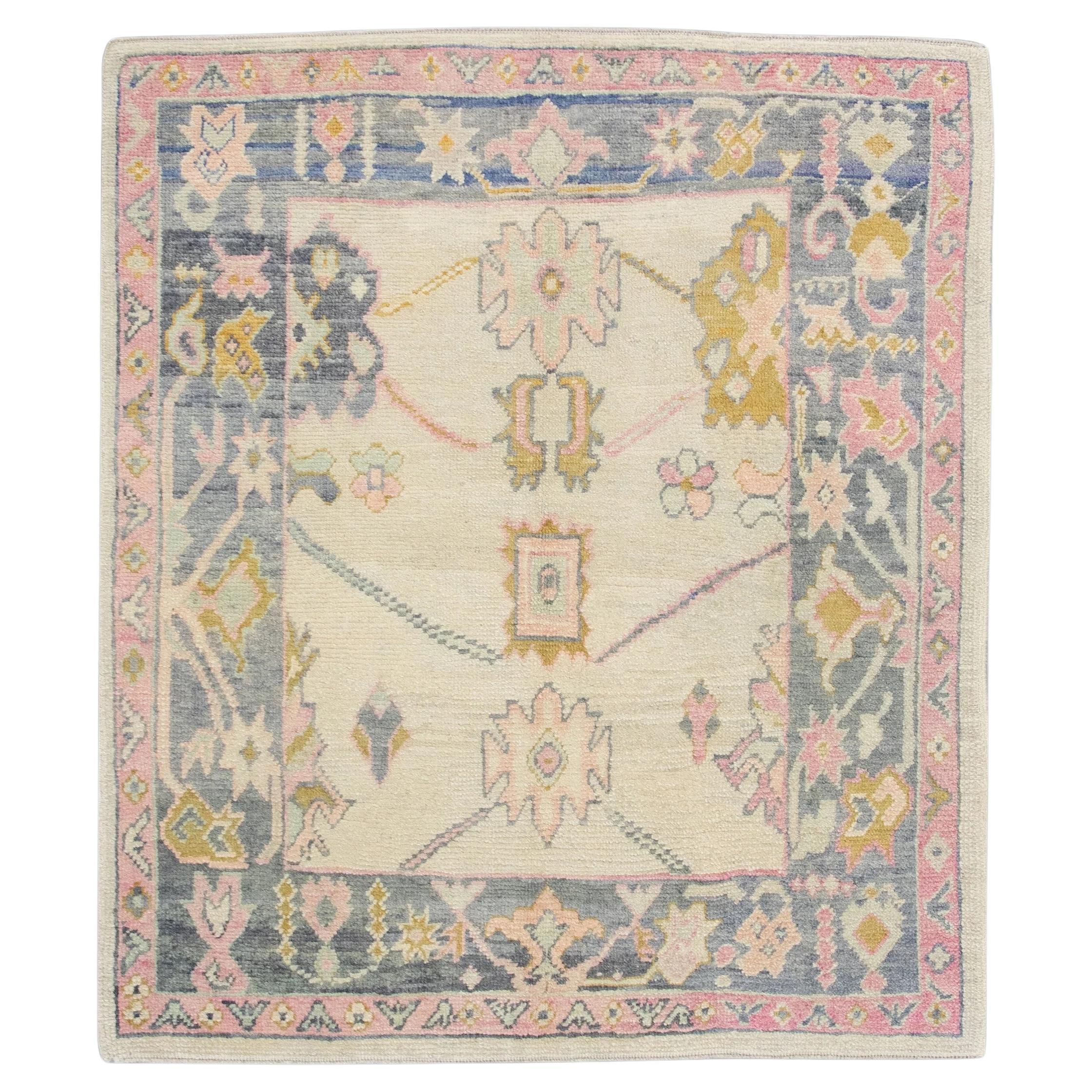 Handwoven Wool Turkish Oushak Rug  Carpet 5'8" x 6'11" #4608 For Sale