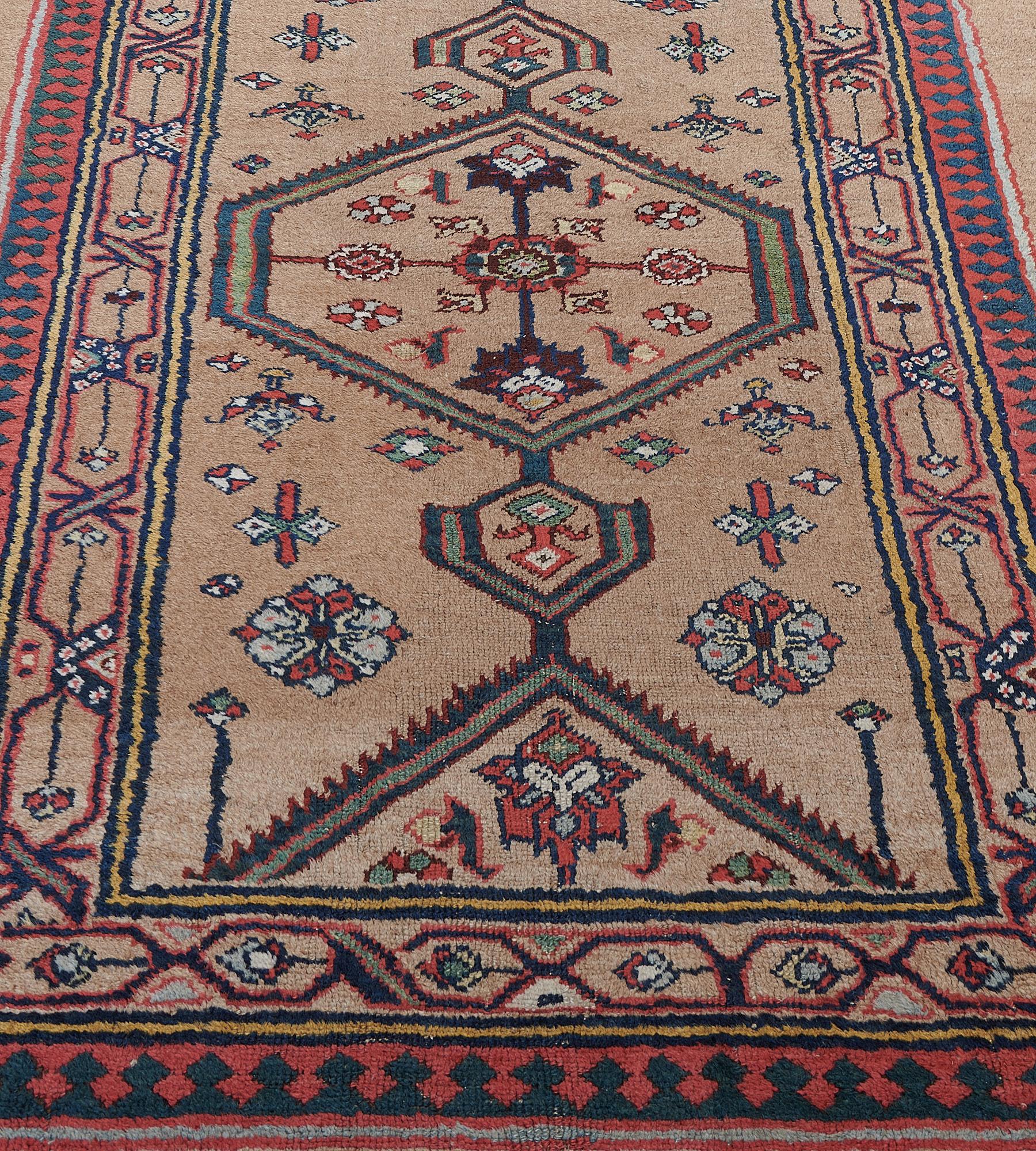 Hand-Knotted Handwoven Wool Antique circa 1900 Persian Serab Runner For Sale