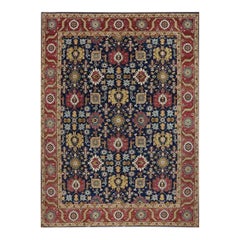 Handwoven Wool Heriz Area Rug, Persian Geometric Medallion Design, 9’2″ × 12’7″