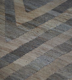 Hand-Woven Wool Kilim Rug, Geometric Design, India, 90x83\"