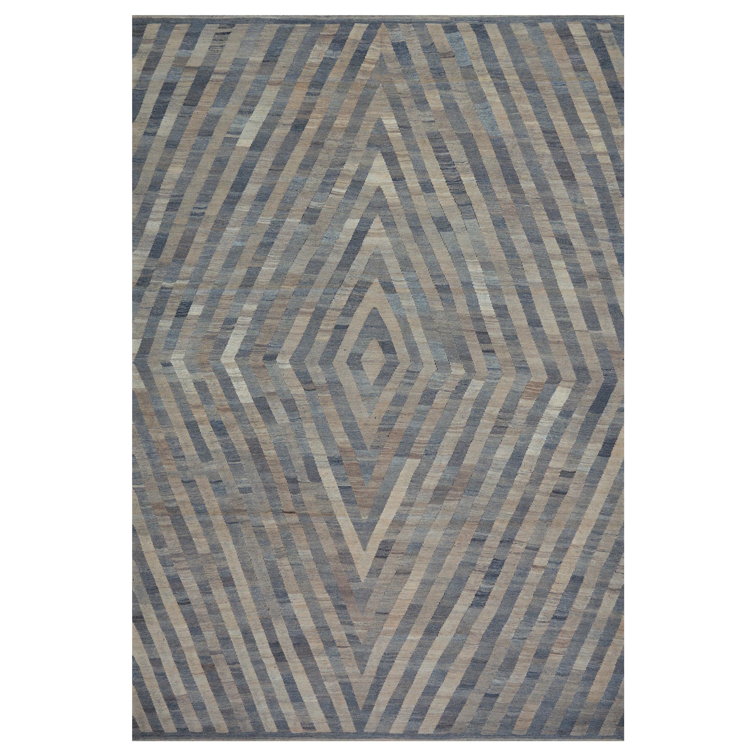 Handwoven Wool Kilim Inspired Rug For Sale