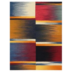 Handgewebter Kelim-Teppich aus Wolle, geometrisches Muster, skandinavischer Stil