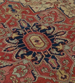 Handwoven Wool Late 19th Century Serapi Rug from North West Persia