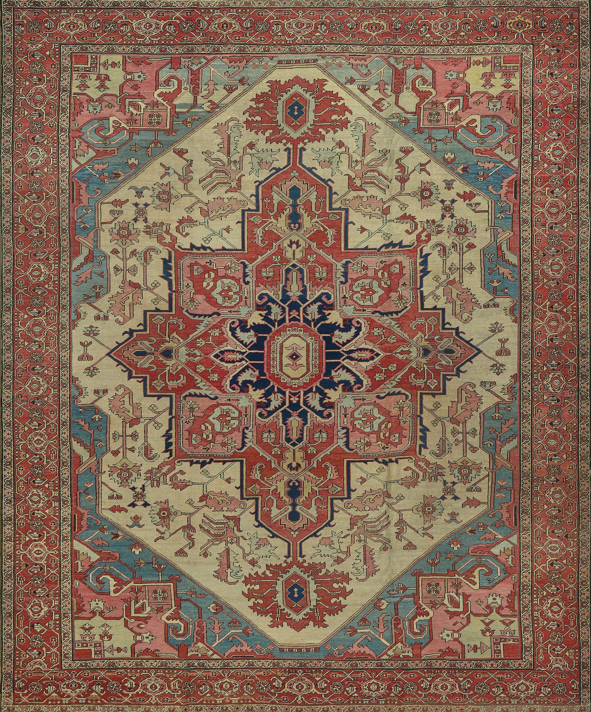 Handwoven Wool Late 19th Century Serapi Rug from North West Persia