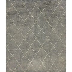 Handgewebter Teppich aus Wolle im marokkanischen Stil, geometrischer Tribal-Teppich, 8′4″ × 9′10″