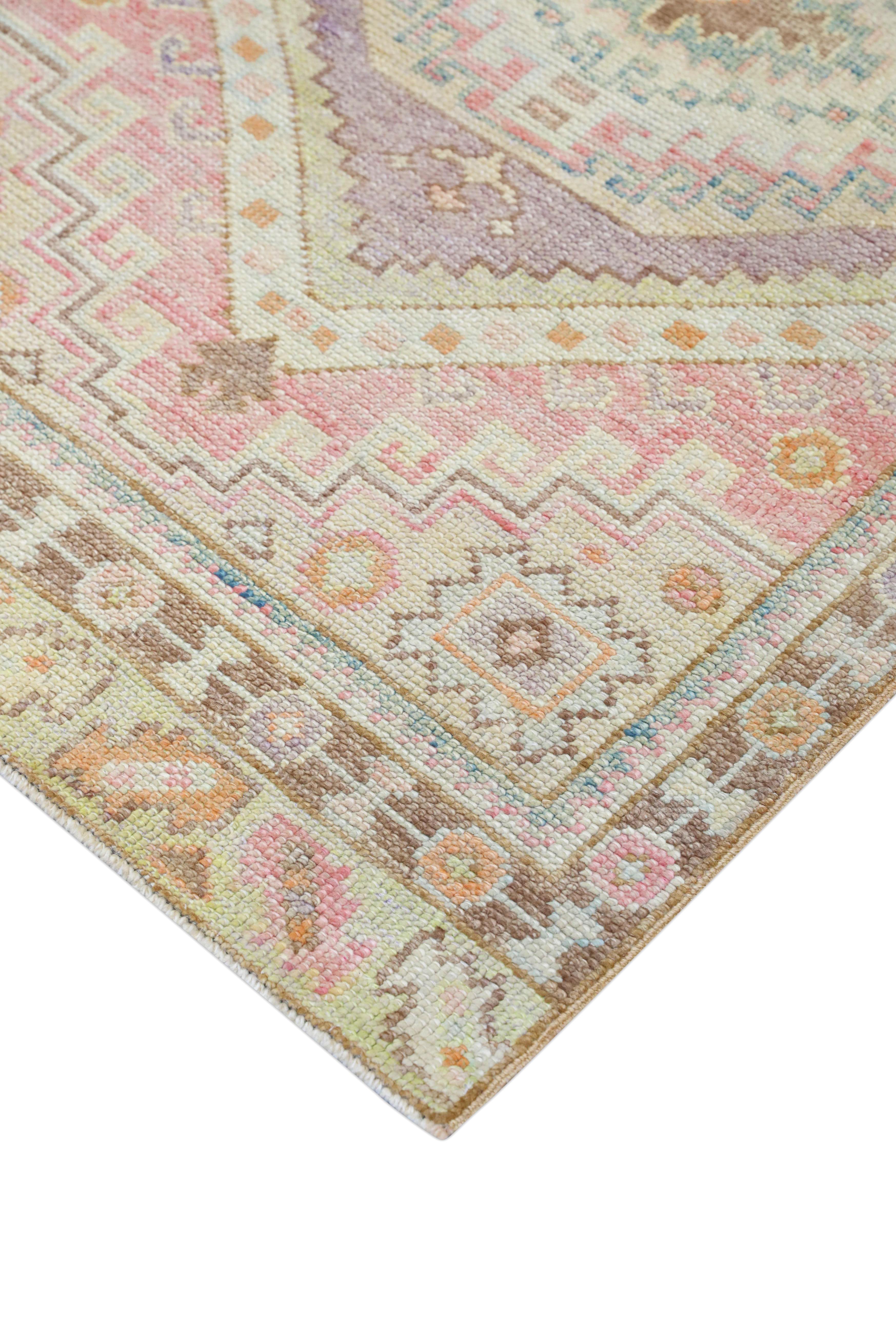 Vegetable Dyed Handwoven Wool Oriental Turkish Oushak Rug 2'11