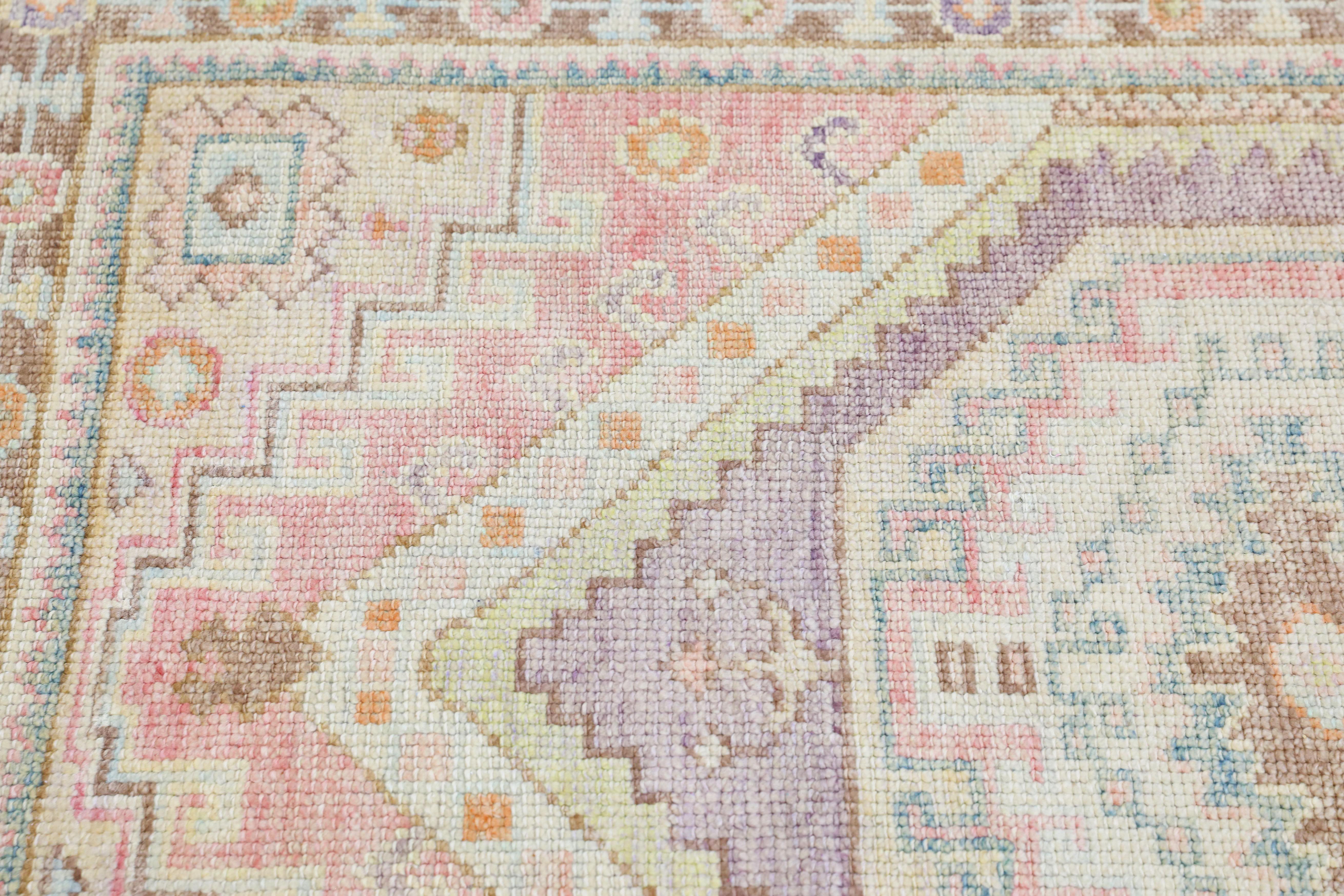 Handwoven Wool Oriental Turkish Oushak Rug 2'11