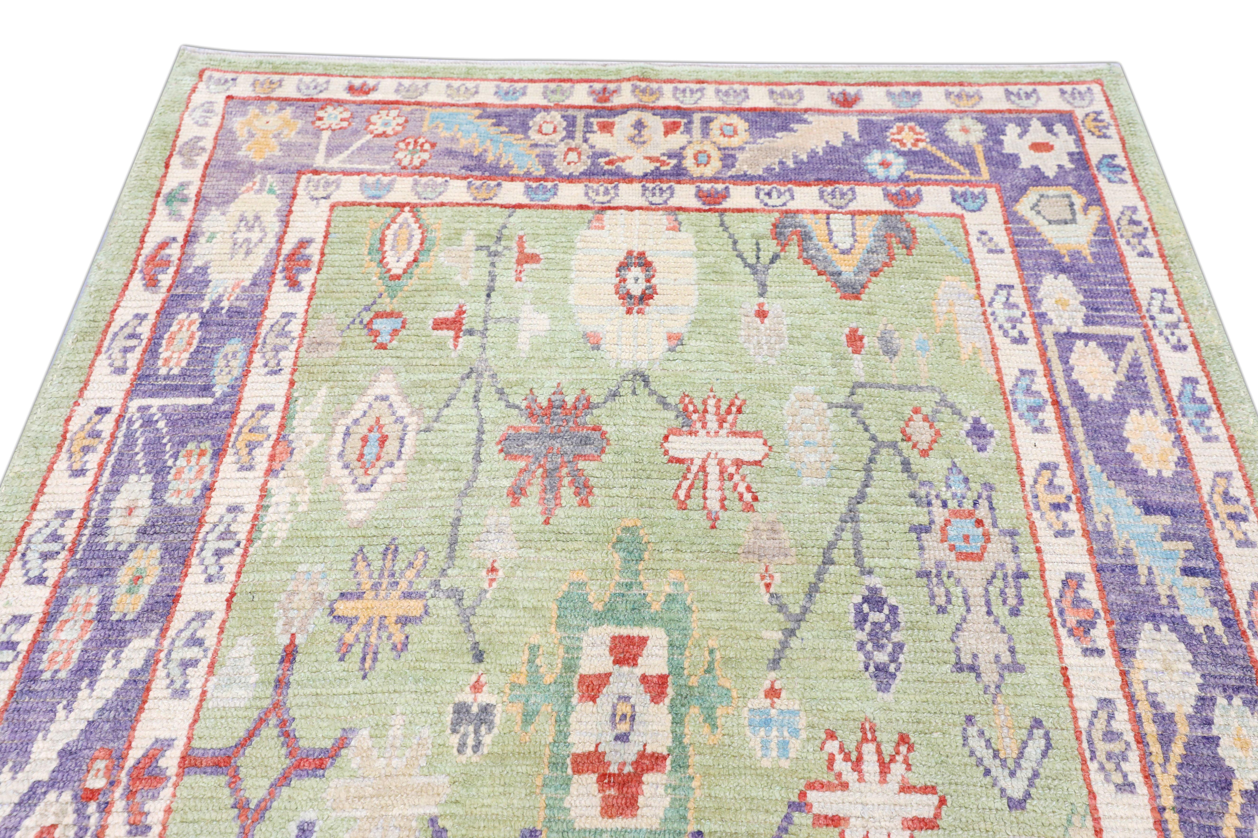 Modern Handwoven Wool Oriental Turkish Oushak Rug 5'6