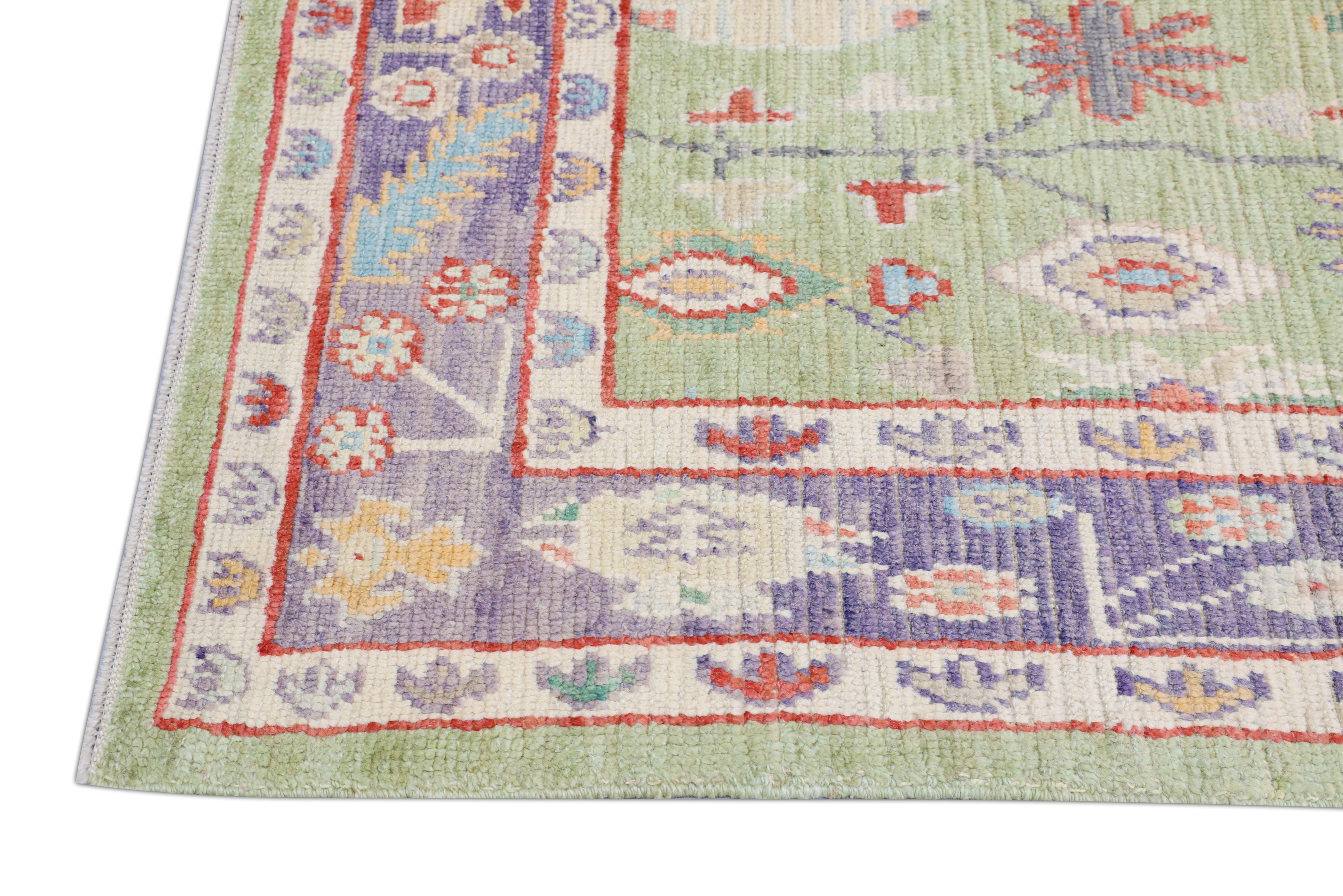 Vegetable Dyed Handwoven Wool Oriental Turkish Oushak Rug 5'6