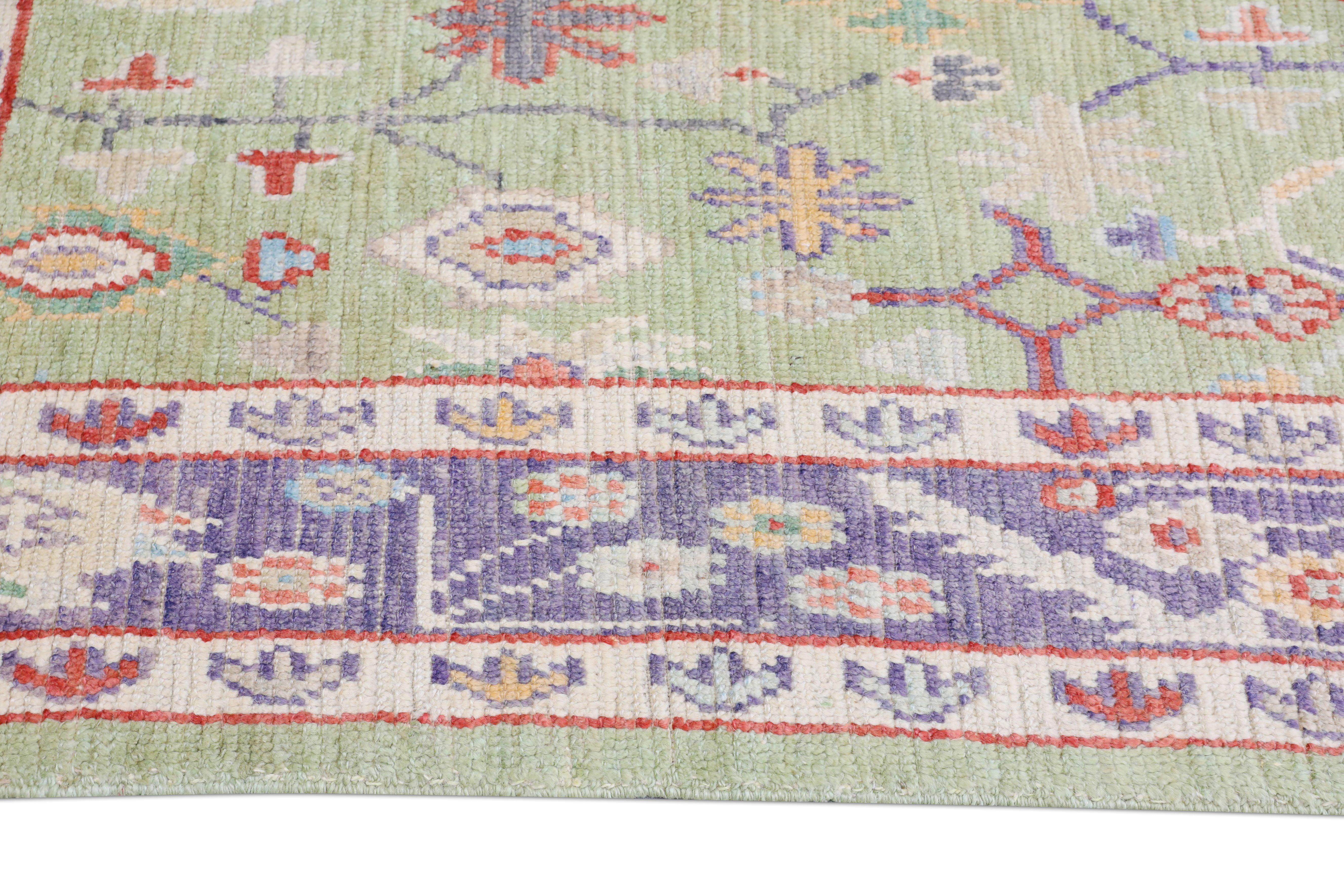 Handwoven Wool Oriental Turkish Oushak Rug 5'6