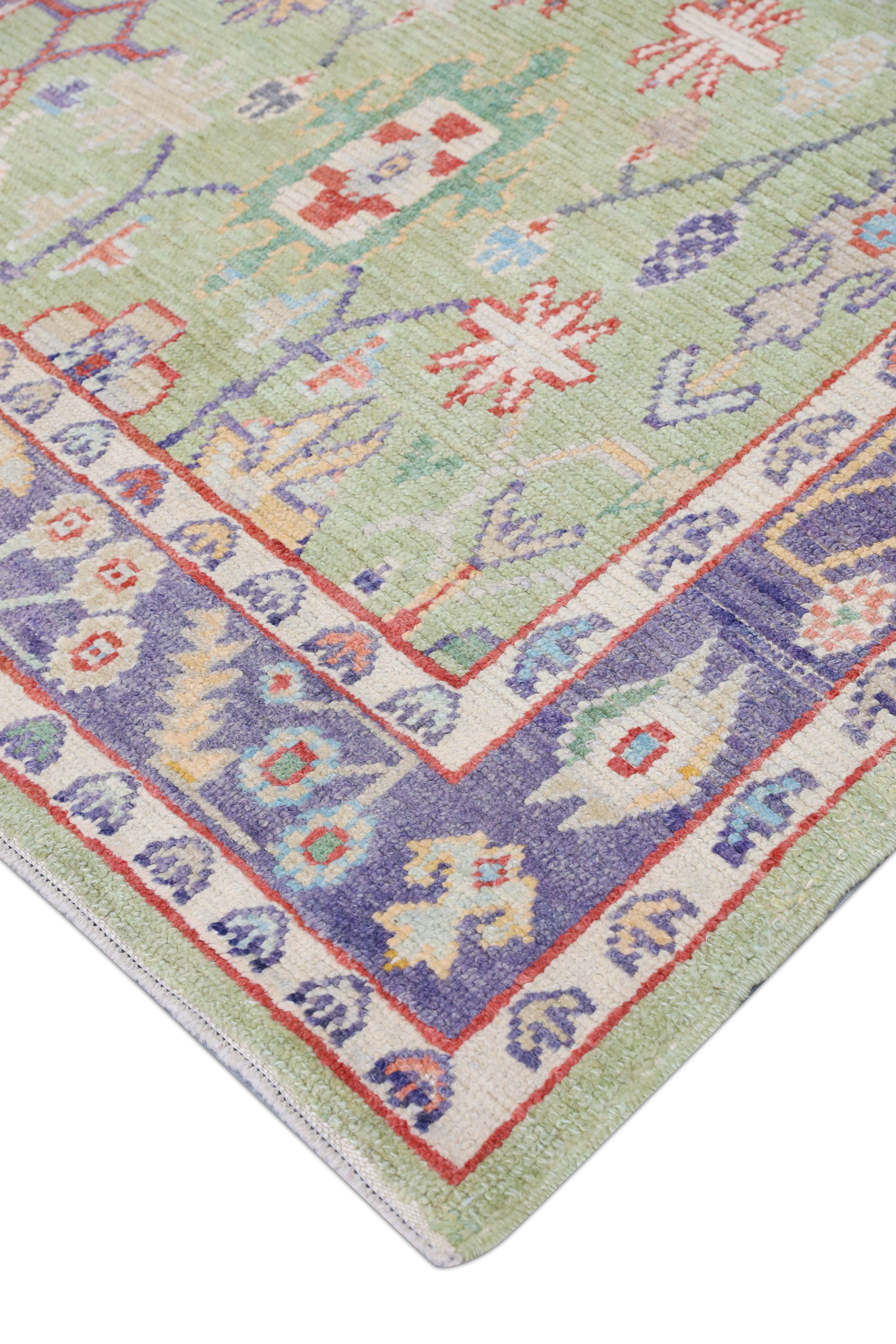 Handwoven Wool Oriental Turkish Oushak Rug 5'6