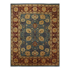 Handwoven Wool Oushak Style Area Rug, Floral & Geometric Motifs, 12’0″ x 15’3″