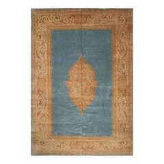 Handwoven Wool Persian Kerman Area Rug, 1960s Vintage Floral Carpet, 12x17 ft