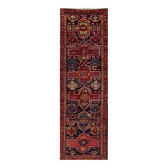 Handwoven Wool Persian Malayer Runner Rug, 1970s Vintage Tribal Floral rug, 4x12