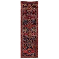 Handwoven Wool Persian Malayer Runner Rug, 1970s Vintage Tribal Floral rug, 4x12