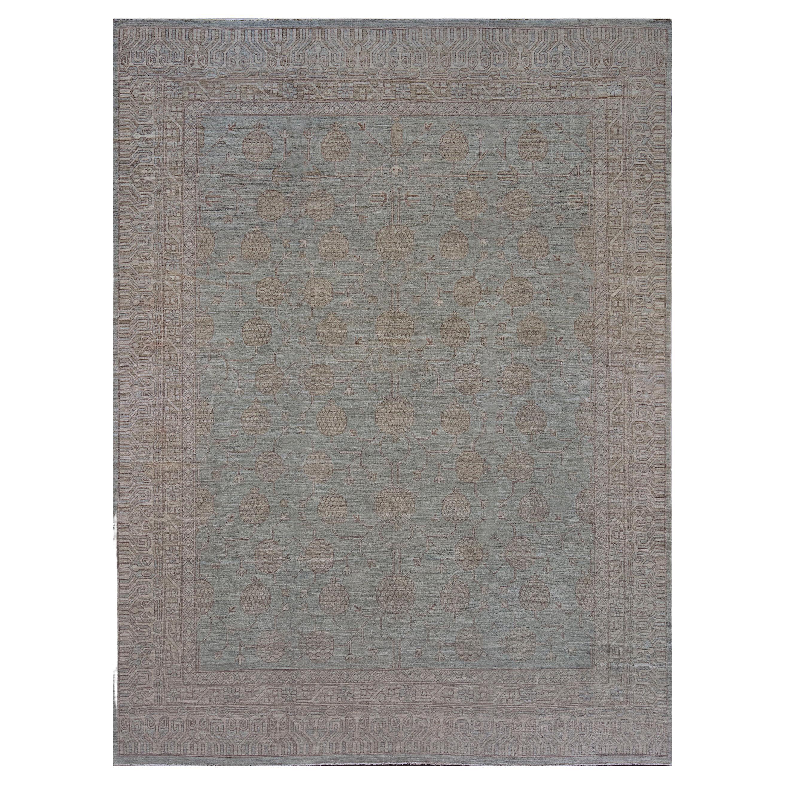 Handwoven Wool Revival Khotan Rug For Sale