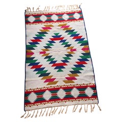 Handwoven Wool Rug with Geometric Pattern – Bright Multicolor Design