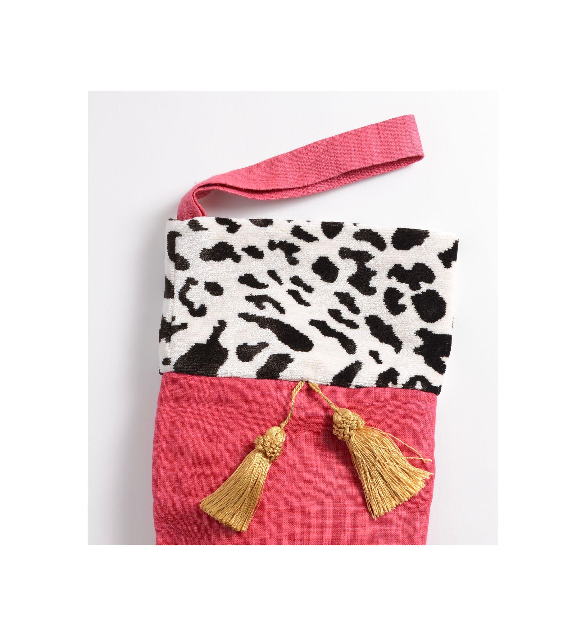 Hand-Crafted Handwoven Wool Satin Christmas Stocking by Ennisance For Sale