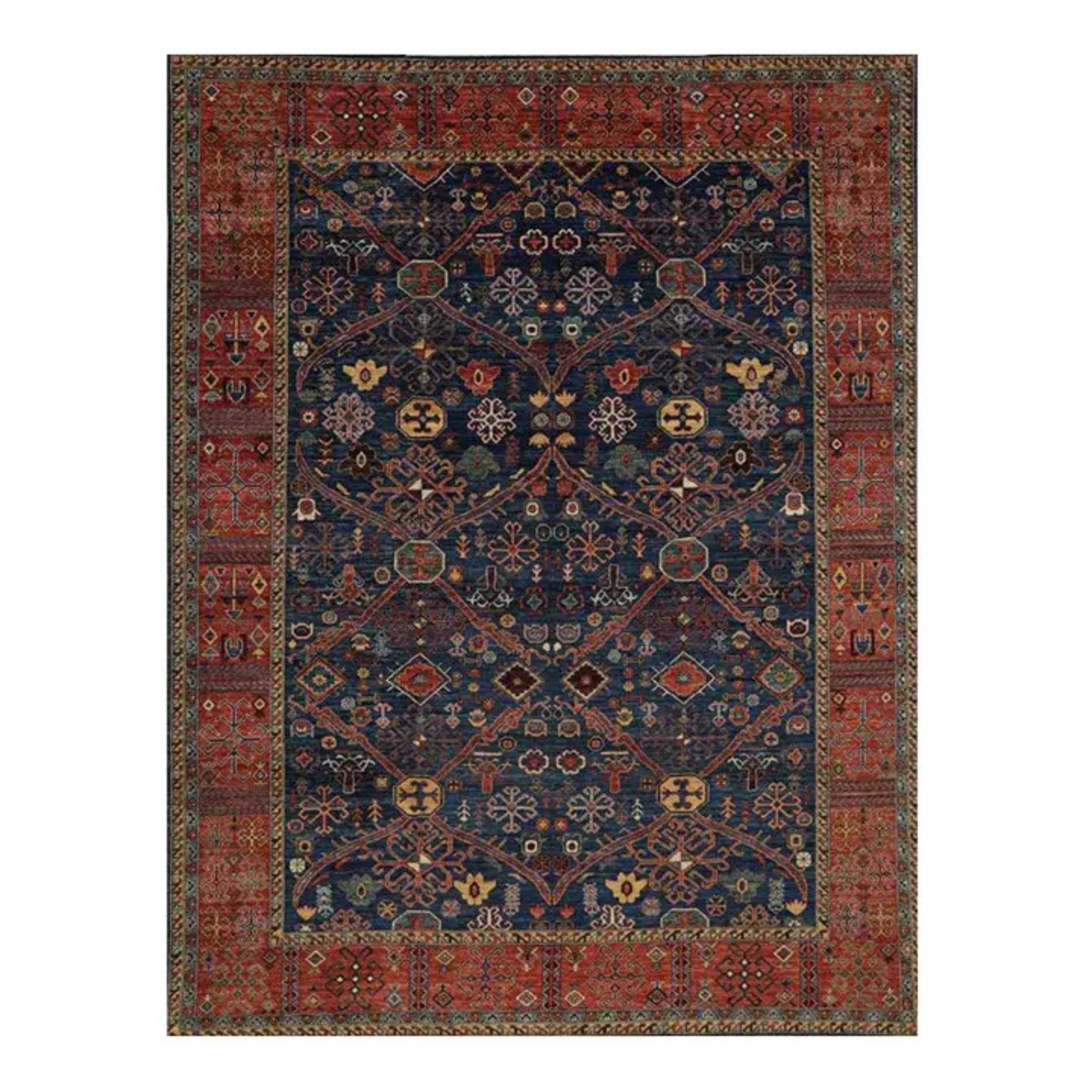 Handwoven Wool Serapi Style Area Rug with Persian Heriz Design, 9'1" x 11'10" For Sale