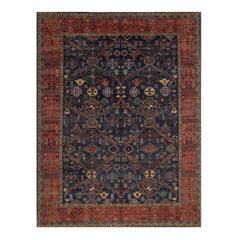 Handwoven Wool Serapi Style Area Rug with Persian Heriz Design, 9'1" x 11'10"
