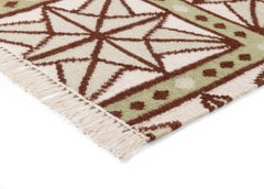 Handgewebter Wollteppich Star, 12' x 15', Celadon, Schokolade, Sage und Eierschale