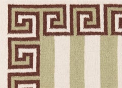Handwoven Wool Stripe Rug, 8' x 10', Sage, Chocolate Brown and Eggshell