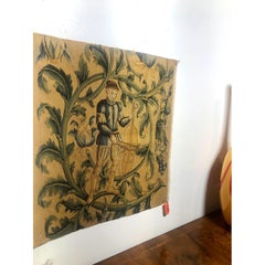 Handwoven Wool Tapestry Fragment, Male Figure Playing Cello