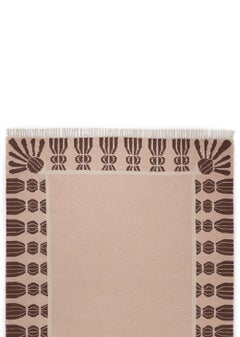 Alfombra de borlas de lana tejida a mano, 10' x 14', Rosa Bisque, Marrón Chocolate y Cáscara de Huevo