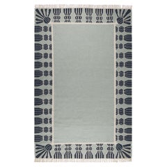 Handwoven Wool Tassel Rug, 10' x 14', Sky Blue, Navy, and Eggshell