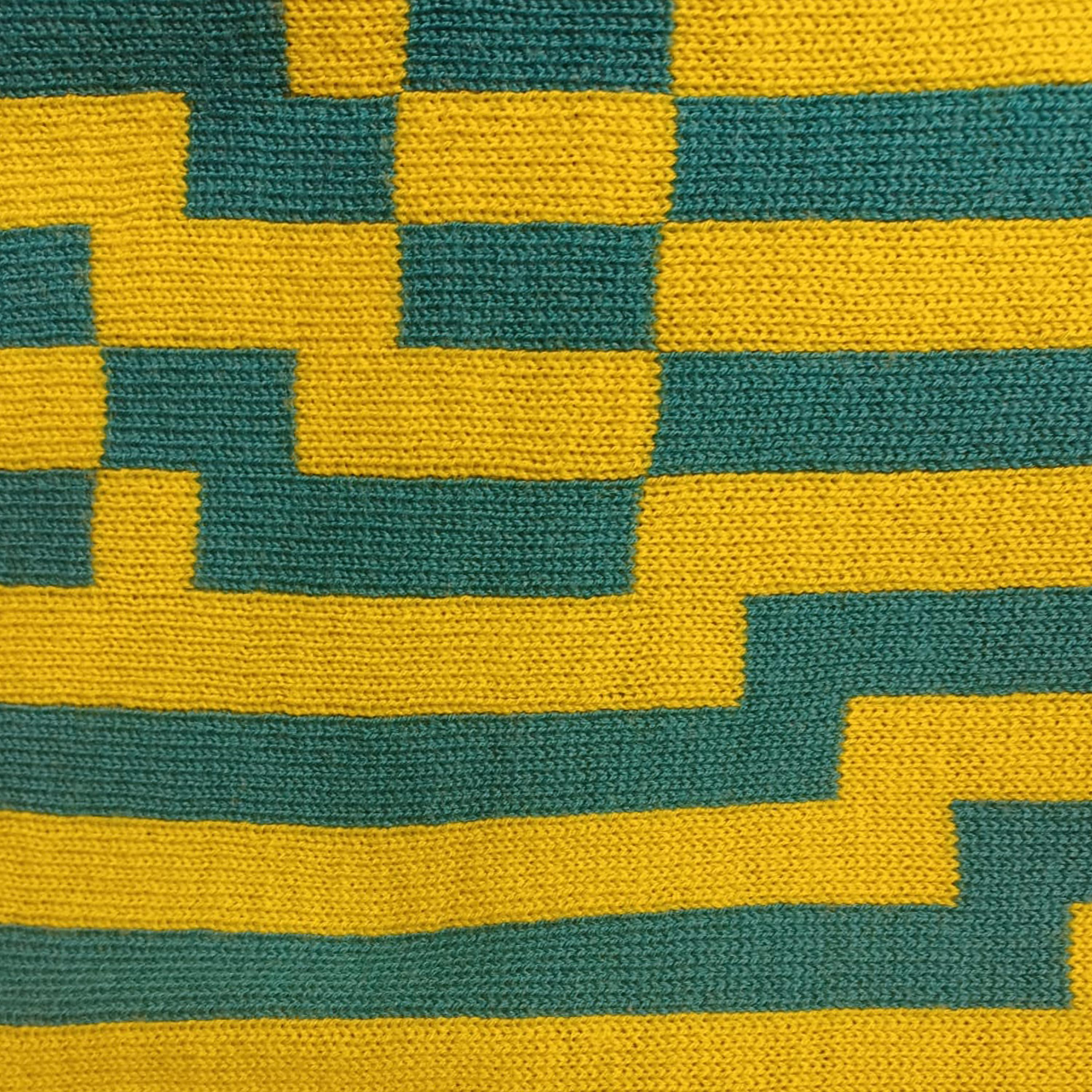 Hand-Woven Handwoven Wool Throw in Yellow and Green, by Cristian Zuzunaga, Spain 2022