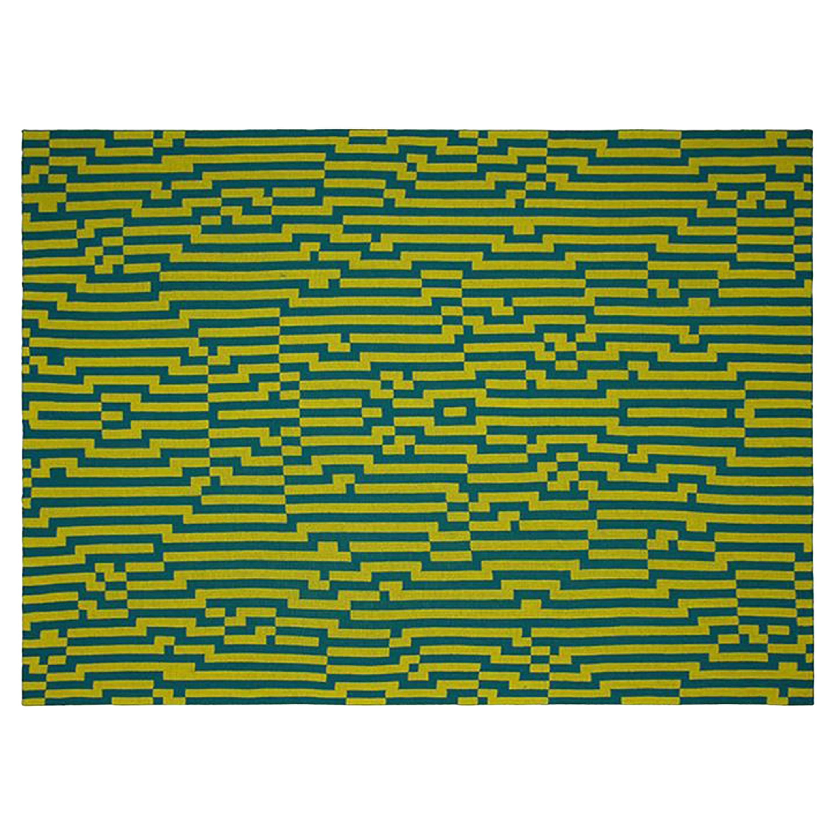 Handwoven Wool Throw in Yellow and Green, by Cristian Zuzunaga, Spain 2022