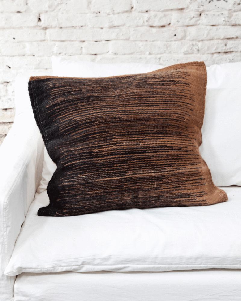 Hand-Woven Handwoven Wool Throw Pillow in Black and White from Argentina, in Stock