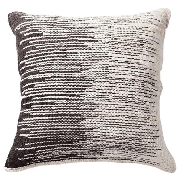 Handwoven Wool Throw Pillow in Black and White from Argentina, in Stock