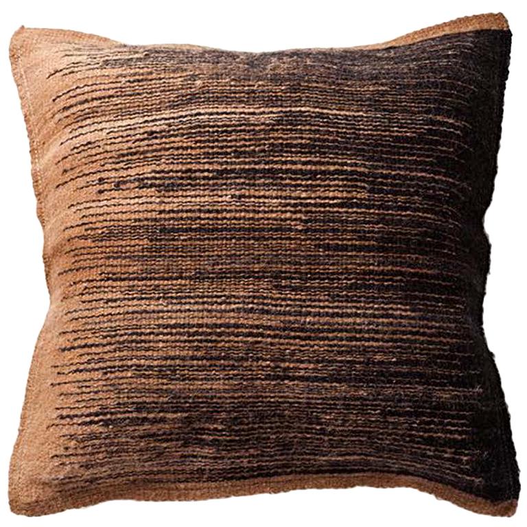 Handwoven Llama Wool Throw Pillow in Chocolate from Argentina, in Stock