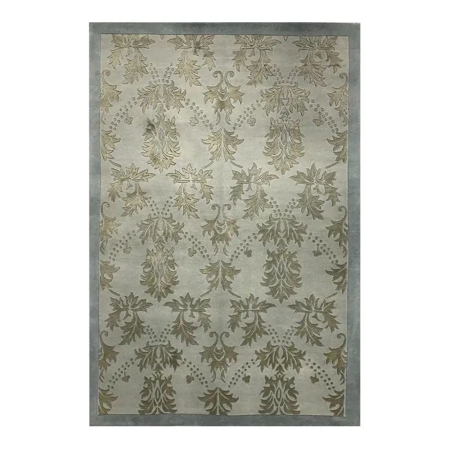 Handgewebter Wollteppich im Transitional-Stil, modernes, neutrales Design, 4'4" x 6' im Angebot