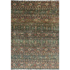 Handwoven Wool Turkeman Style Area Rug, Tribal Animal Motif Carpet, 5'8" x 7'10"