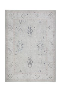 Handgewebter türkischer Oushak-Teppich aus Wolle 10'11"x 14'1"