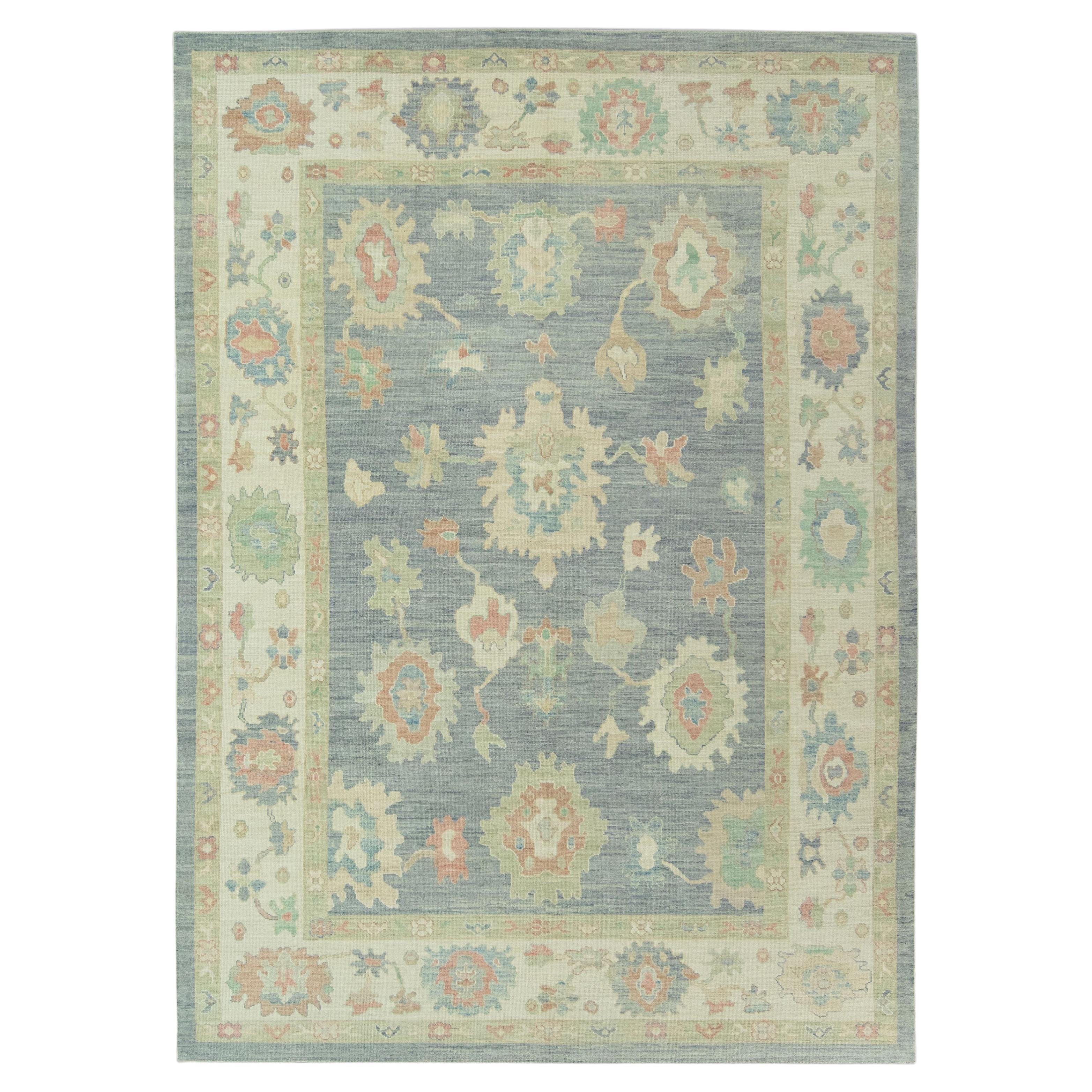 Handwoven Wool Turkish Oushak Rug 10'1"x 14' For Sale