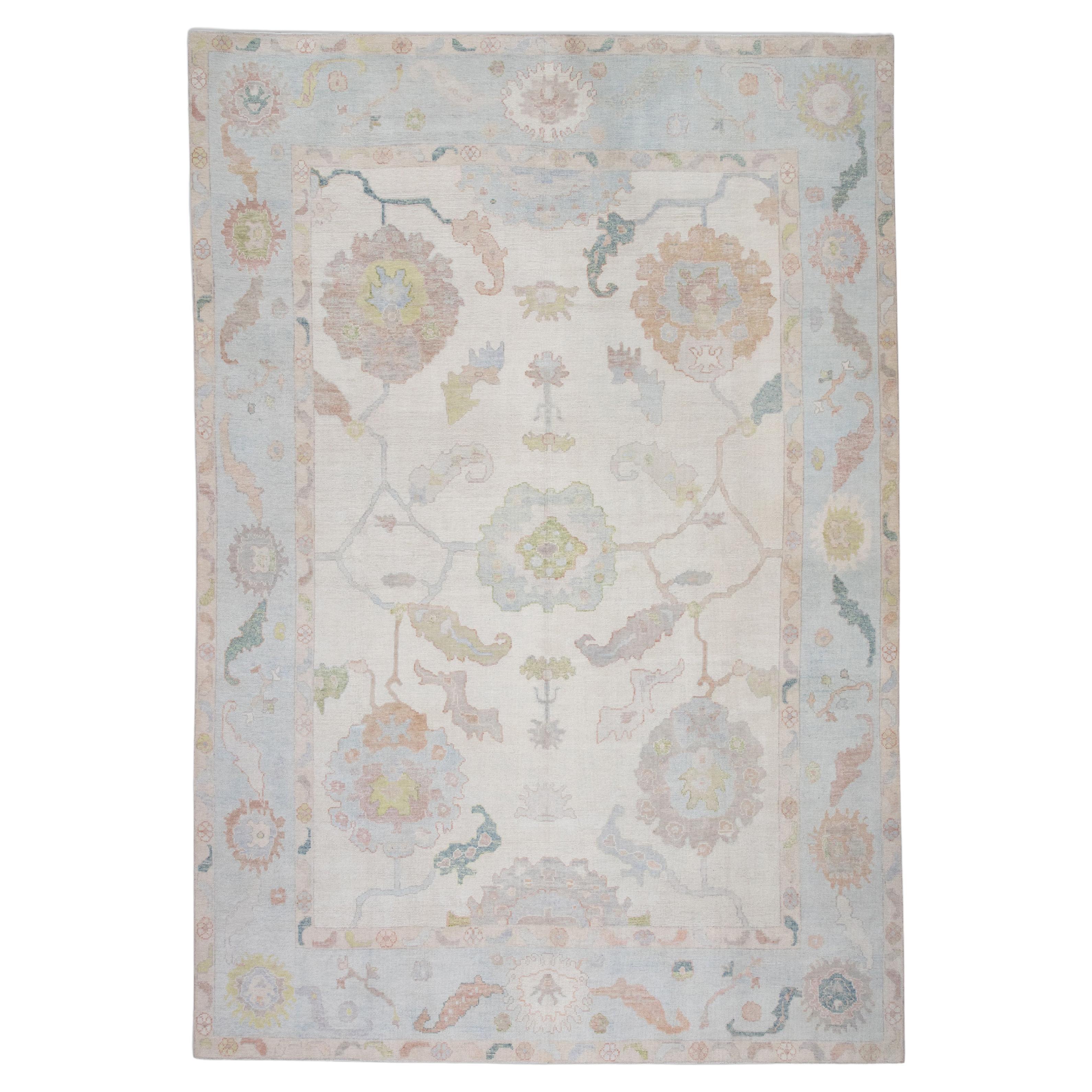 Handwoven Wool Turkish Oushak Rug 10'2