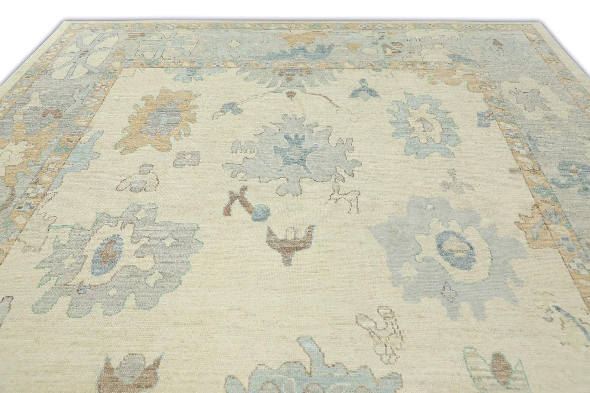 Contemporary Hand Knotted Oriental Wool Turkish Oushak Rug  10'3