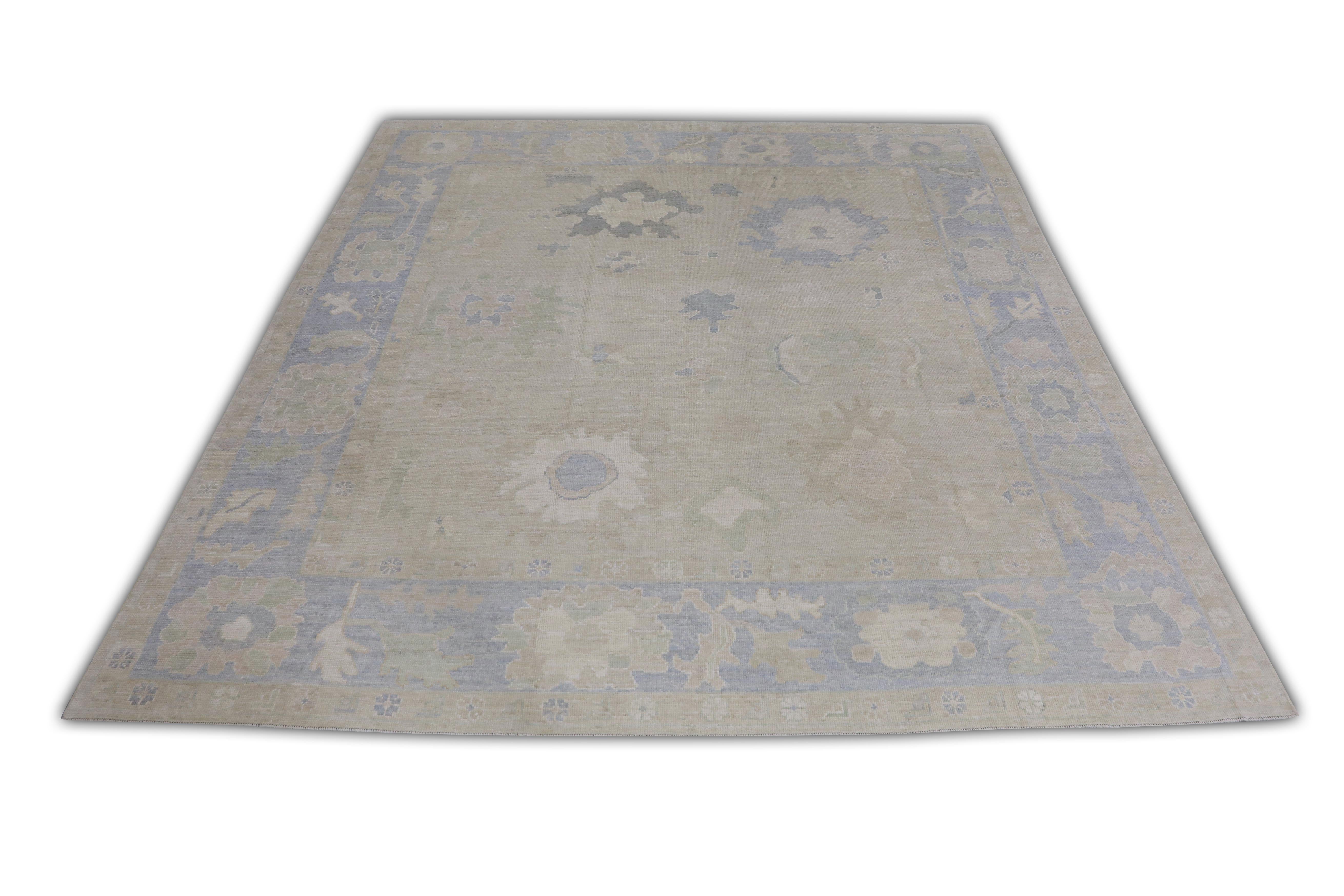 This Turkish oushak rug is a stunning piece of art that has been handwoven using traditional techniques by skilled artisans. The rug features intricate patterns and a soft color palette that is achieved through the use of natural vegetable dyes.