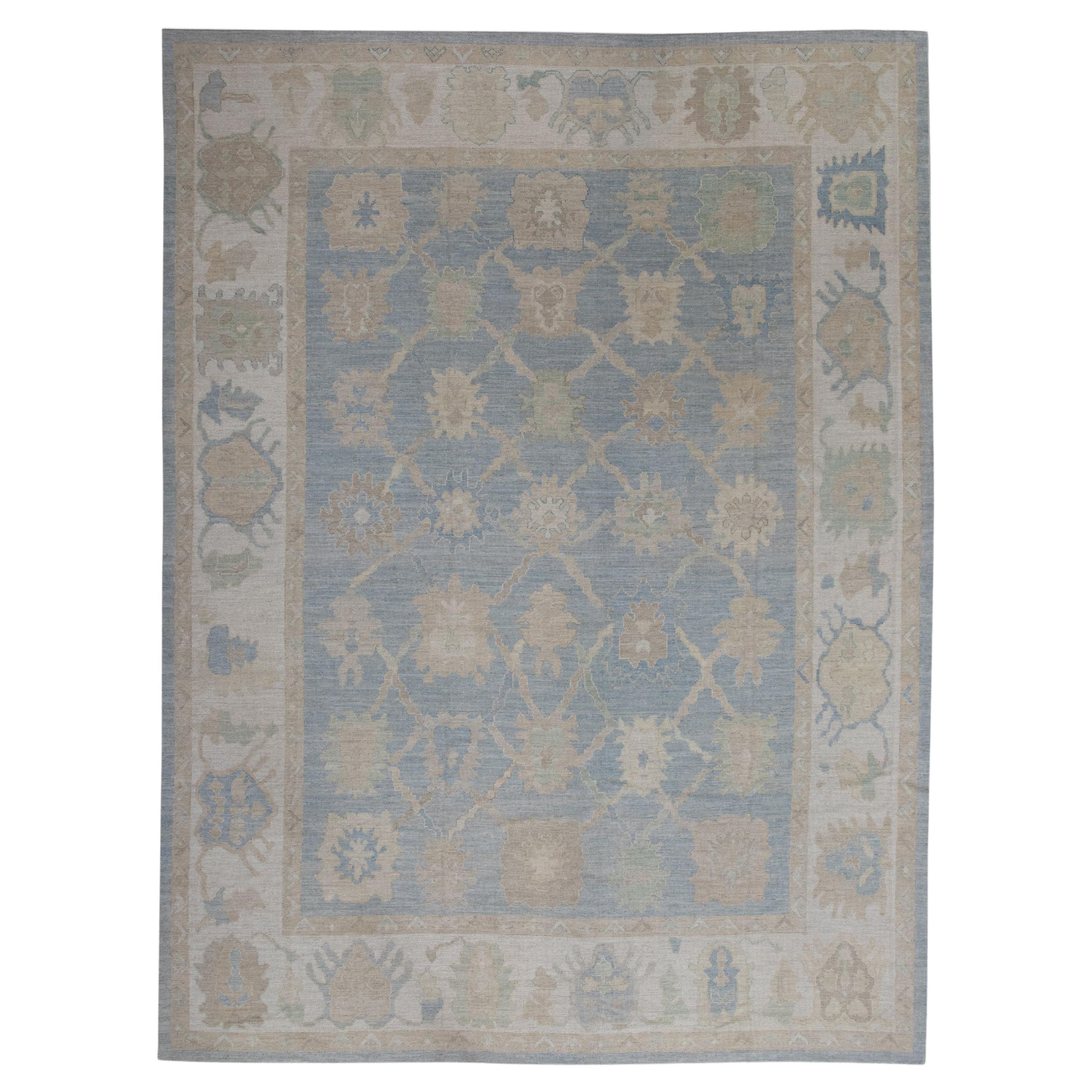 Handwoven Wool Turkish Oushak Rug 10'4"x 14'1"