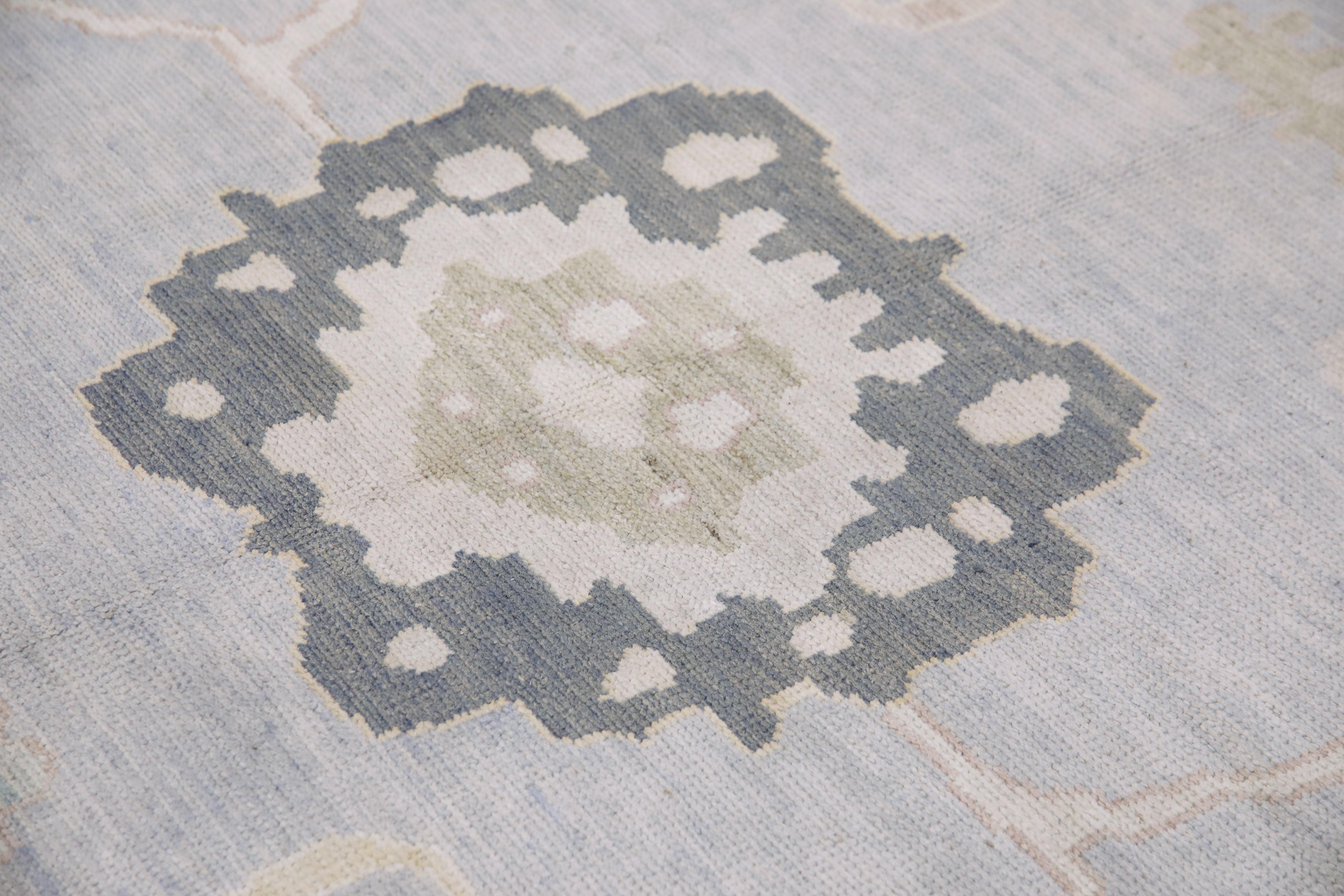Handgewebter türkischer Oushak-Teppich aus Wolle 10'7